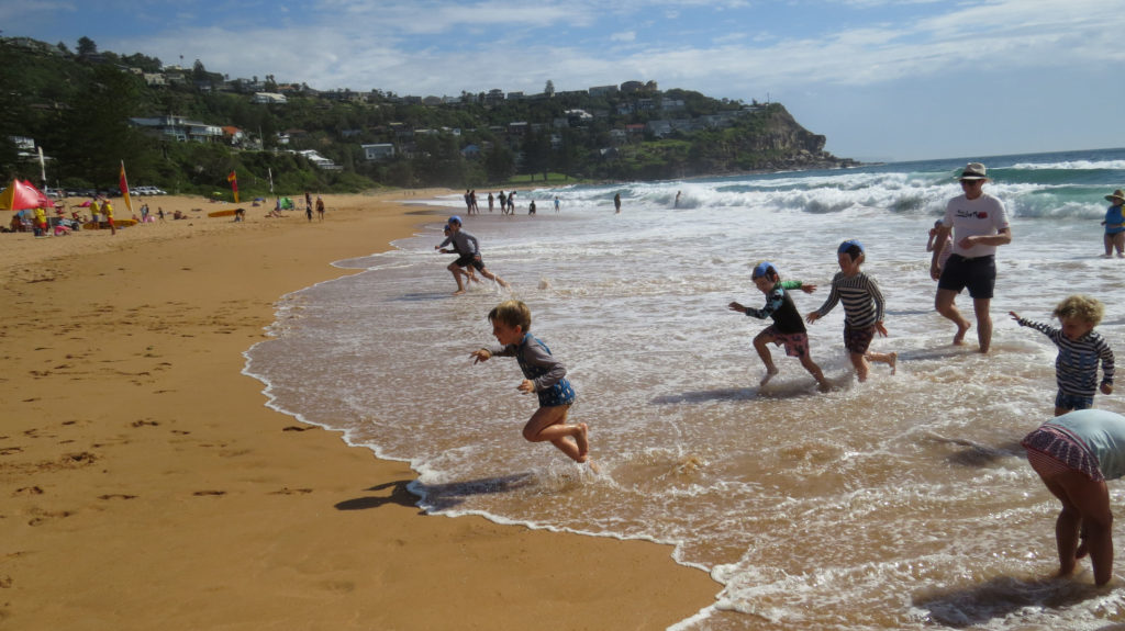 kids in the surf