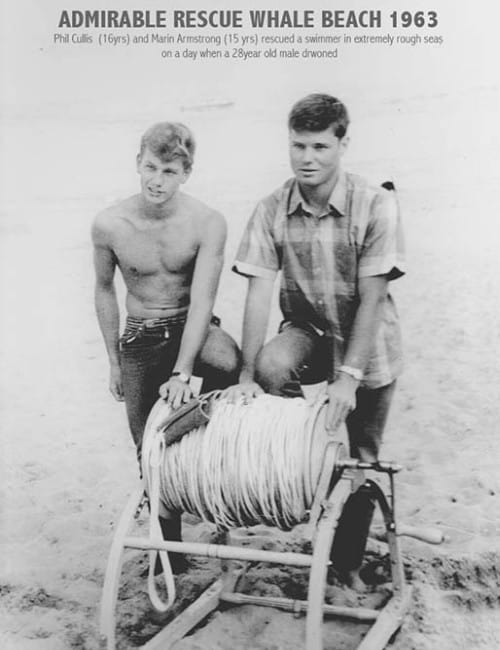 Phil Cullis and Martin Armstrong surf rescue